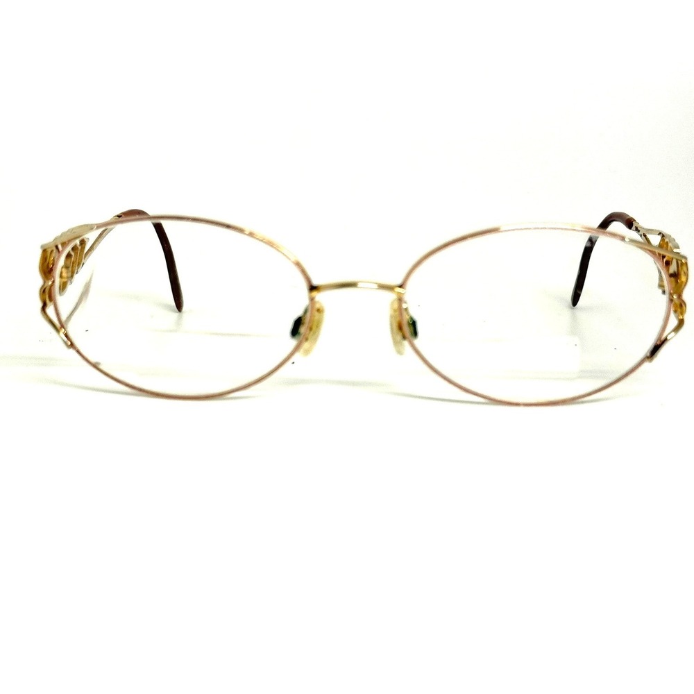 Tiara Gold Tone Filigree Oval Eyeglass Frames Vintage Style Ornate Temples 23989